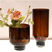 歐式創意玻璃棕色花瓶花器擺件樣板房售樓部臥室書房客廳桌面玄關飾品